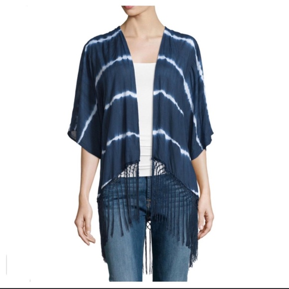 Neiman Marcus Tie-Dye Tassel Trim Cardigan Size Large - Picture 3 of 7